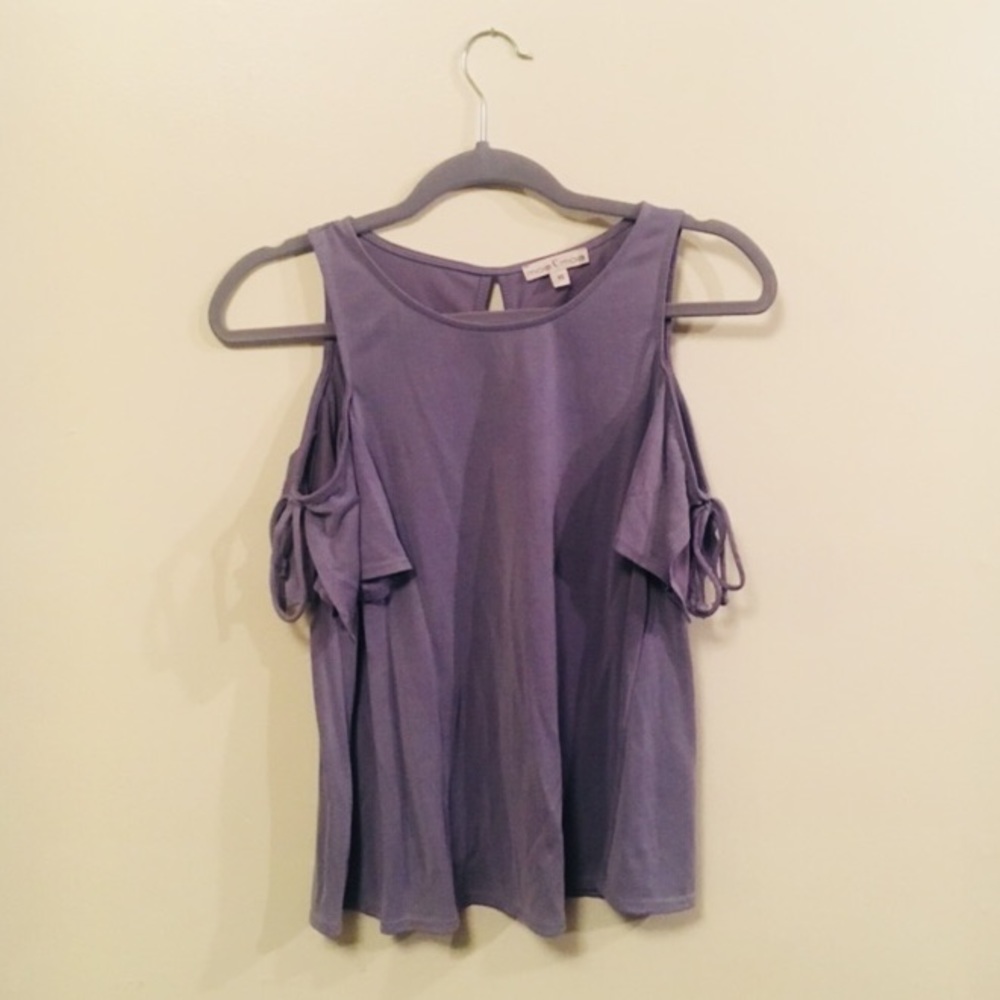 Blue cold shoulder shirt